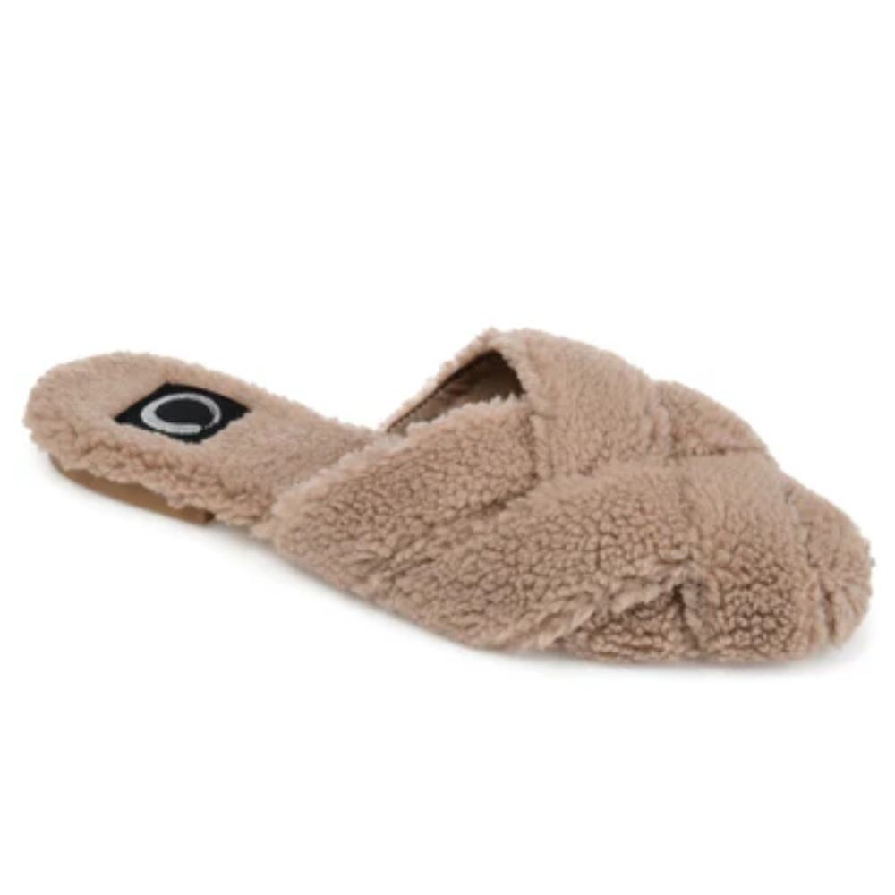 NEW Journee Collection Women's Faux Fur Sereena Slipper Tan Size 8M